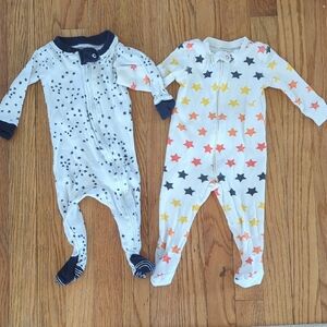 SET OF 2: Primary Rainbow Stars And Burts Bees Navy Stars Footies